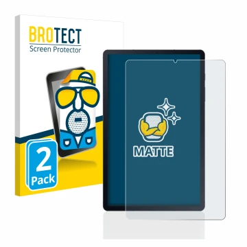 Face avant d’un emballage produit avec le logo de la marque BROTECT. À côté, l’appareil Samsung Galaxy Tab S6 Lite WiFi 2020 e