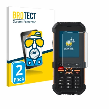 Face avant d’un emballage produit avec le logo de la marque BROTECT. À côté, l’appareil RugGear RG170 est représenté avec la p