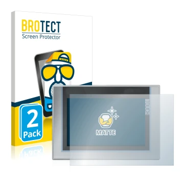 Face avant d’un emballage produit avec le logo de la marque BROTECT. À côté, l’appareil Siemens Simatic TP1200 Comfort est rep