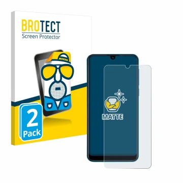 Face avant d’un emballage produit avec le logo de la marque BROTECT. À côté, l’appareil Beafon M6 est représenté avec la prote