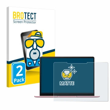 Face avant d’un emballage produit avec le logo de la marque BROTECT. À côté, l’appareil Huawei MateBook 13 2020 est représenté