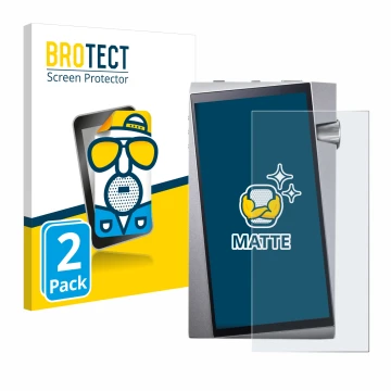 Face avant d’un emballage produit avec le logo de la marque BROTECT. À côté, l’appareil Astell&Kern A&norma SR25 est représent