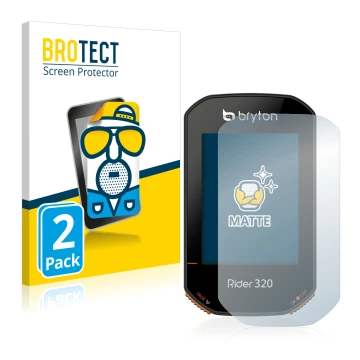 Face avant d’un emballage produit avec le logo de la marque BROTECT. À côté, l’appareil Bryton Rider 320 est représenté avec l