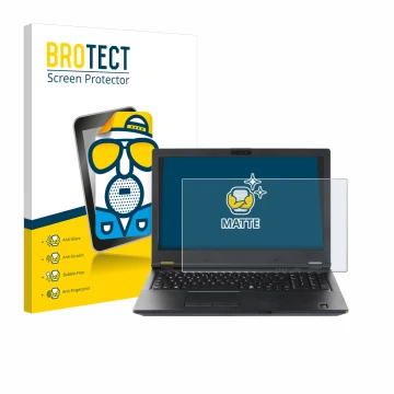 Face avant d’un emballage produit avec le logo de la marque BROTECT. À côté, l’appareil Fujitsu Lifebook E5510 est représenté 