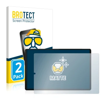 Face avant d’un emballage produit avec le logo de la marque BROTECT. À côté, l’appareil Lenovo Tab M10 FHD Plus (en paysage) e