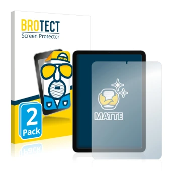 Face avant d’un emballage produit avec le logo de la marque BROTECT. À côté, l’appareil Apple iPad Air 4 2020 (4ème Gen.) est 