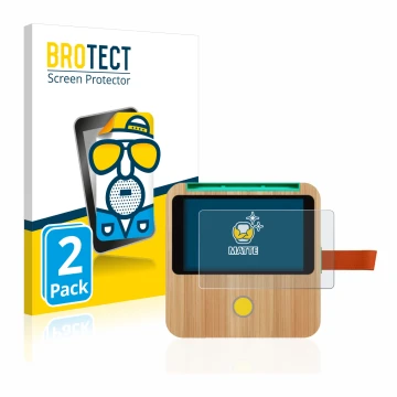 Face avant d’un emballage produit avec le logo de la marque BROTECT. À côté, l’appareil tigerbox Touch est représenté avec la 