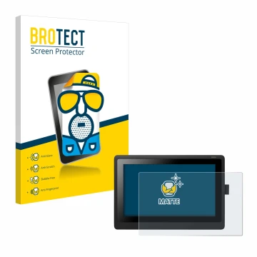 Face avant d’un emballage produit avec le logo de la marque BROTECT. À côté, l’appareil Wacom Cintiq 16 est représenté avec la