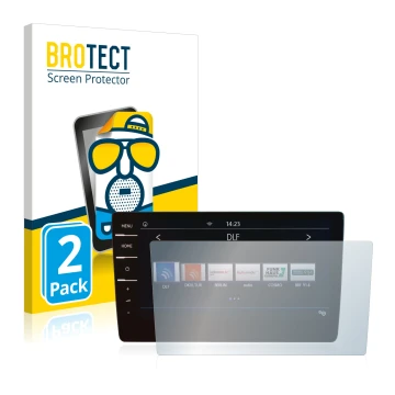 Face avant d’un emballage produit avec le logo de la marque BROTECT. À côté, l’appareil Volkswagen Arteon Shooting Brake TDI 2