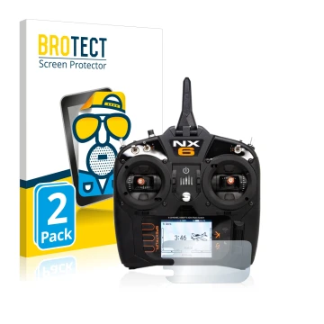 Face avant d’un emballage produit avec le logo de la marque BROTECT. À côté, l’appareil Spektrum NX6 est représenté avec la pr