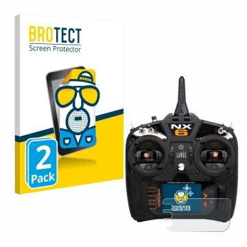 Face avant d’un emballage produit avec le logo de la marque BROTECT. À côté, l’appareil Spektrum NX10 est représenté avec la p