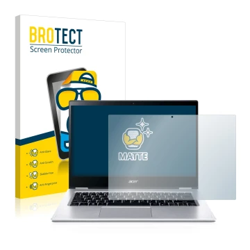 Face avant d’un emballage produit avec le logo de la marque BROTECT. À côté, l’appareil Acer Spin 3 SP314-54N est représenté a
