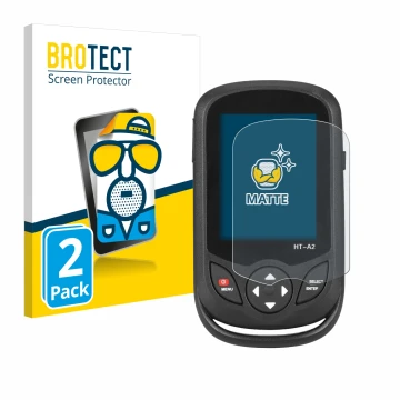 Face avant d’un emballage produit avec le logo de la marque BROTECT. À côté, l’appareil Hti HT A2 est représenté avec la prote