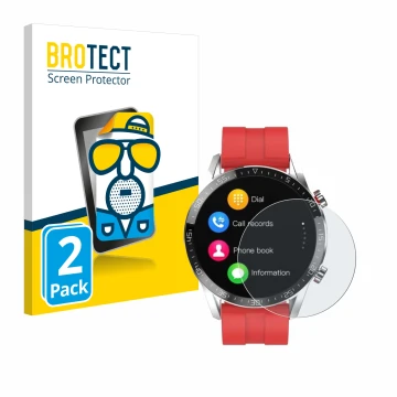 Face avant d’un emballage produit avec le logo de la marque BROTECT. À côté, l’appareil Gentleman Smartwatch est représenté av