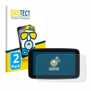 Face avant d’un emballage produit avec le logo de la marque BROTECT. À côté, l’appareil TomTom GO Discover 7