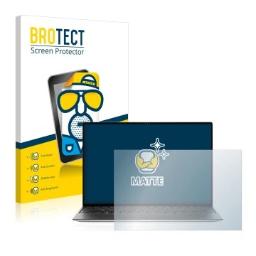 Face avant d’un emballage produit avec le logo de la marque BROTECT. À côté, l’appareil Dell XPS 13 9310 Non-touch est représe