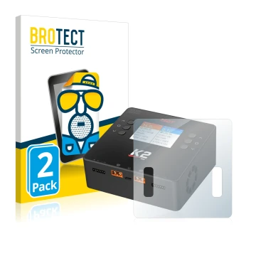 Face avant d’un emballage produit avec le logo de la marque BROTECT. À côté, l’appareil ISDT Smart Duo Charger K2 est représen