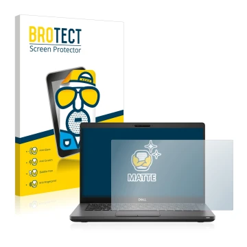 Face avant d’un emballage produit avec le logo de la marque BROTECT. À côté, l’appareil Dell Latitude 5410 est représenté avec