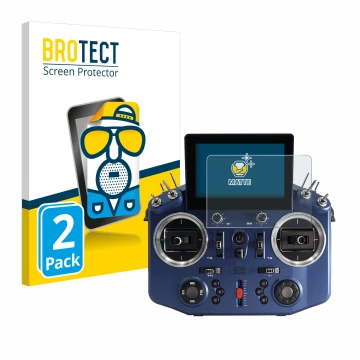 Face avant d’un emballage produit avec le logo de la marque BROTECT. À côté, l’appareil FrSky Horus X20 est représenté avec la