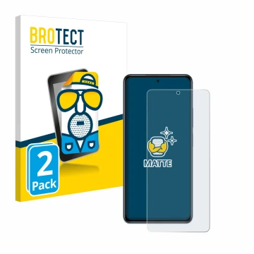 Face avant d’un emballage produit avec le logo de la marque BROTECT. À côté, l’appareil Xiaomi Poco F3 est représenté avec la 