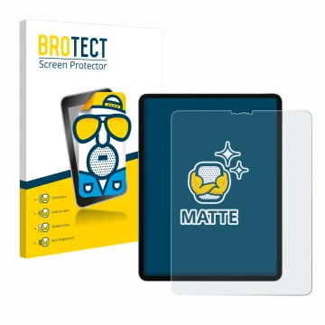 Face avant d’un emballage produit avec le logo de la marque BROTECT. À côté, l’appareil Apple iPad Pro 12.9