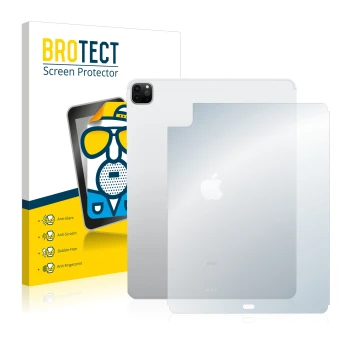Face avant d’un emballage produit avec le logo de la marque BROTECT. À côté, l’appareil Apple iPad 12.9
