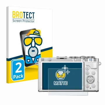 Face avant d’un emballage produit avec le logo de la marque BROTECT. À côté, l’appareil Olympus PEN E-P7 est représenté avec l