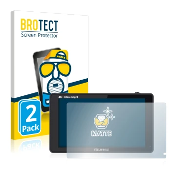 Face avant d’un emballage produit avec le logo de la marque BROTECT. À côté, l’appareil Feelworld LUT6 6