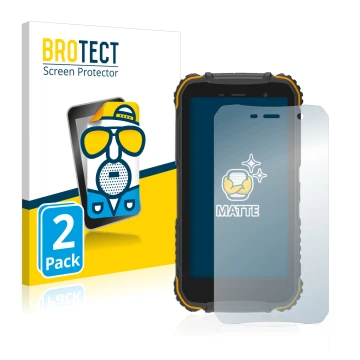 Face avant d’un emballage produit avec le logo de la marque BROTECT. À côté, l’appareil Doogee S35 est représenté avec la prot