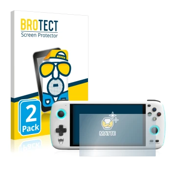Face avant d’un emballage produit avec le logo de la marque BROTECT. À côté, l’appareil AYN Odin est représenté avec la protec