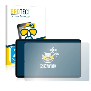 Face avant d’un emballage produit avec le logo de la marque BROTECT. À côté, l’appareil Xiaomi Mi Pad 5 (en paysage) est repré