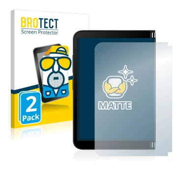 Face avant d’un emballage produit avec le logo de la marque BROTECT. À côté, l’appareil Microsoft Surface Duo 2 (Affichage ext