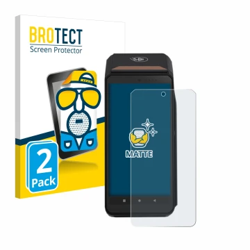 Face avant d’un emballage produit avec le logo de la marque BROTECT. À côté, l’appareil ingenico Axium DX8000 est représenté a