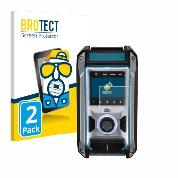 Face avant d’un emballage produit avec le logo de la marque BROTECT. À côté, l’appareil Makita DMR115 est représenté avec la p