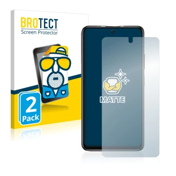 Face avant d’un emballage produit avec le logo de la marque BROTECT. À côté, l’appareil Xiaomi Poco M4 Pro 5G est représenté a