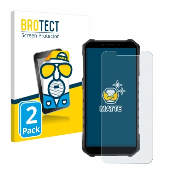 Face avant d’un emballage produit avec le logo de la marque BROTECT. À côté, l’appareil Ulefone Armor X9 Pro est représenté av