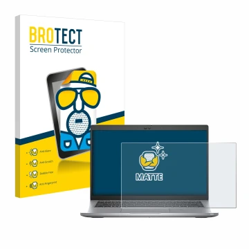 Face avant d’un emballage produit avec le logo de la marque BROTECT. À côté, l’appareil Dell Latitude 5420 est représenté avec