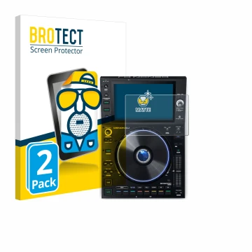 Face avant d’un emballage produit avec le logo de la marque BROTECT. À côté, l’appareil Denon DJ SC6000 Prime est représenté a
