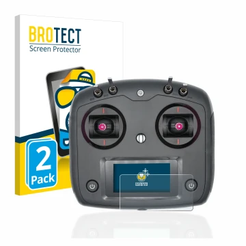 Face avant d’un emballage produit avec le logo de la marque BROTECT. À côté, l’appareil FlySky FS-i6S est représenté avec la p