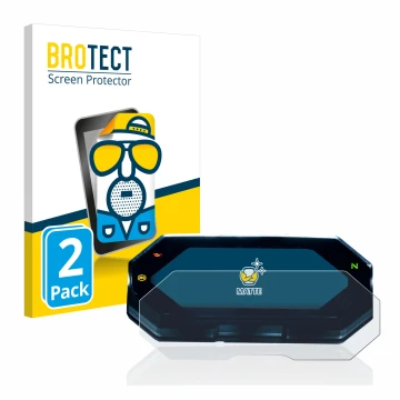 Face avant d’un emballage produit avec le logo de la marque BROTECT. À côté, l’appareil Yamaha MT-07 2021 est représenté avec 