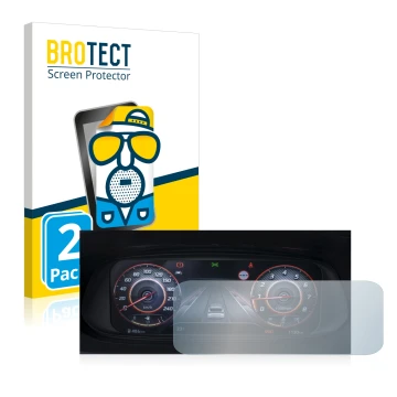 Face avant d’un emballage produit avec le logo de la marque BROTECT. À côté, l’appareil Hyundai i20N 2021 Cockpit est représen