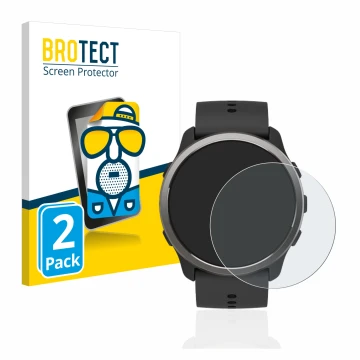 Face avant d’un emballage produit avec le logo de la marque BROTECT. À côté, l’appareil Suunto 5 Peak est représenté avec la p