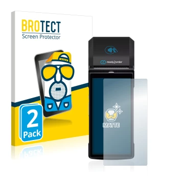 Face avant d’un emballage produit avec le logo de la marque BROTECT. À côté, l’appareil Ready2order ReadyGo est représenté ave