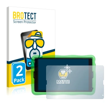 Face avant d’un emballage produit avec le logo de la marque BROTECT. À côté, l’appareil MEDION Lifetab E10440 Kids est représe