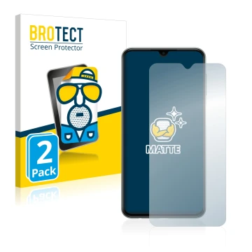 Face avant d’un emballage produit avec le logo de la marque BROTECT. À côté, l’appareil Samsung Galaxy M33 est représenté avec