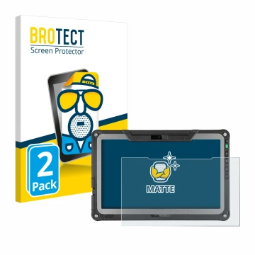 Face avant d’un emballage produit avec le logo de la marque BROTECT. À côté, l’appareil Getac F110 G6 est représenté avec la p