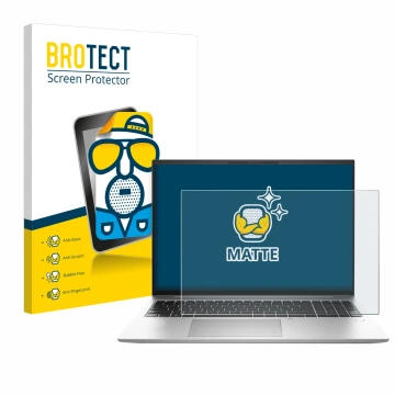 Face avant d’un emballage produit avec le logo de la marque BROTECT. À côté, l’appareil HP EliteBook 840 G9 est représenté ave