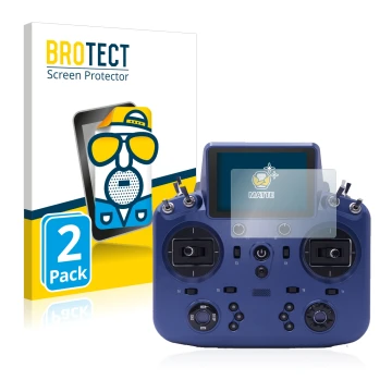 Face avant d’un emballage produit avec le logo de la marque BROTECT. À côté, l’appareil FrSky Tandem X18 est représenté avec l