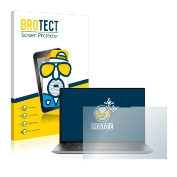 Face avant d’un emballage produit avec le logo de la marque BROTECT. À côté, l’appareil Dell XPS 15 9510 Touch est représenté 