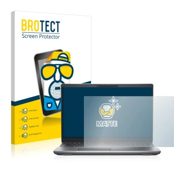 Face avant d’un emballage produit avec le logo de la marque BROTECT. À côté, l’appareil Dell Latitude 5531 est représenté avec
